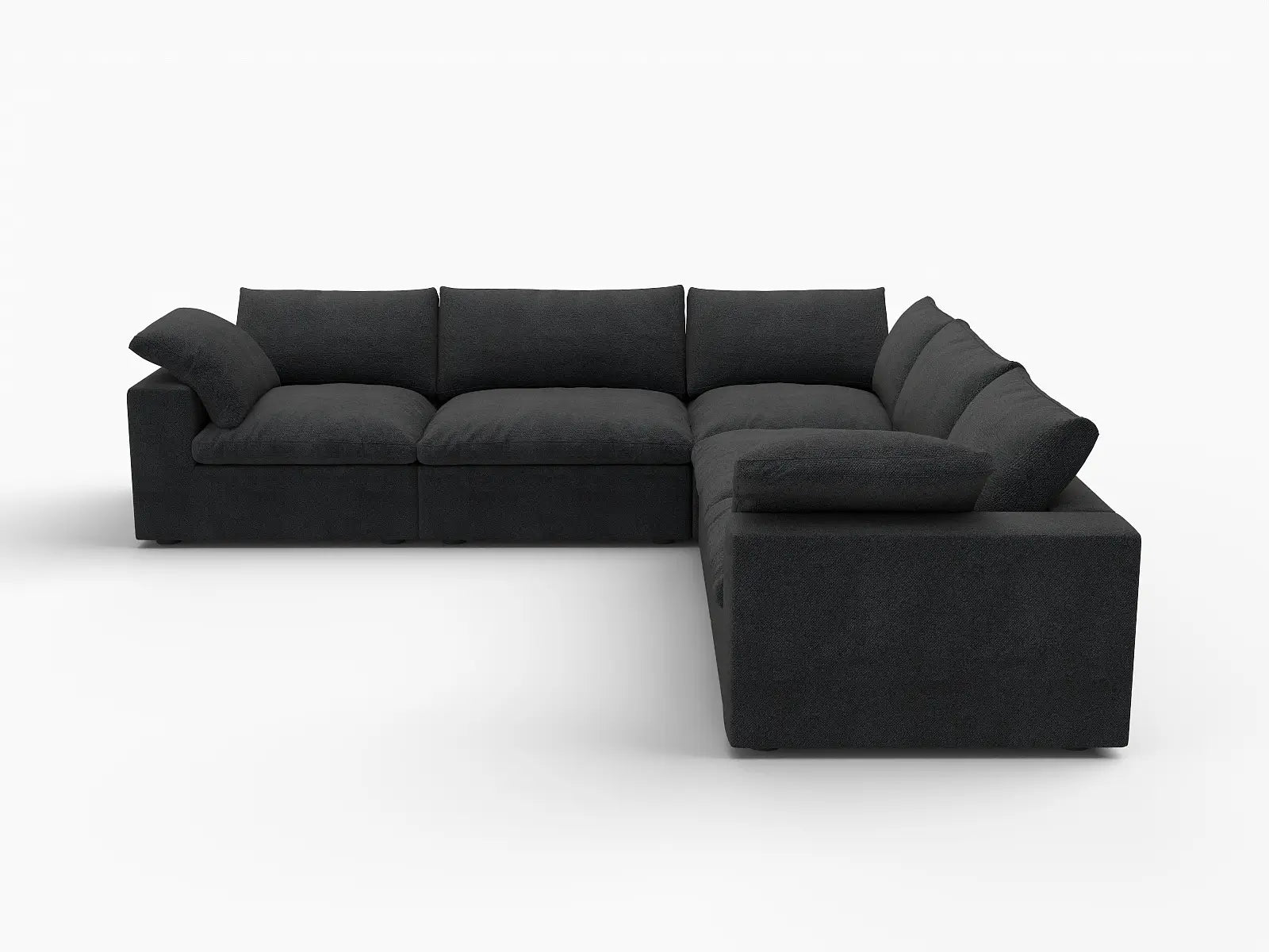 Deluxe Premium Cloud Sectional Sofas Covers | Premium Cloud Cotton and Linen Black 5-Seater Covers