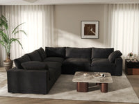 WJS Home 5 Piece Cotton and Linen Black V shaped Sectionals 120 Removable _ Washable Covers 5 Seater_6