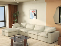 WJS Home 5 Piece Cotton and Linen Khaki L Shaped Sectionals 160 Removable _ Washable Covers 4 Seater_1