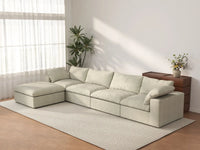 WJS Home 5 Piece Cotton and Linen Khaki L Shaped Sectionals 160 Removable _ Washable Covers 4 Seater_3