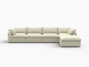 Deluxe Premium Cloud Sectional Sofas Covers | Khaki Cotton and Linen Sofa Cover for 4-Seater With Ottoman