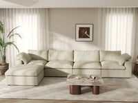 WJS Home 5 Piece Cotton and Linen Khaki L Shaped Sectionals 160 Removable _ Washable Covers 4 Seater_6