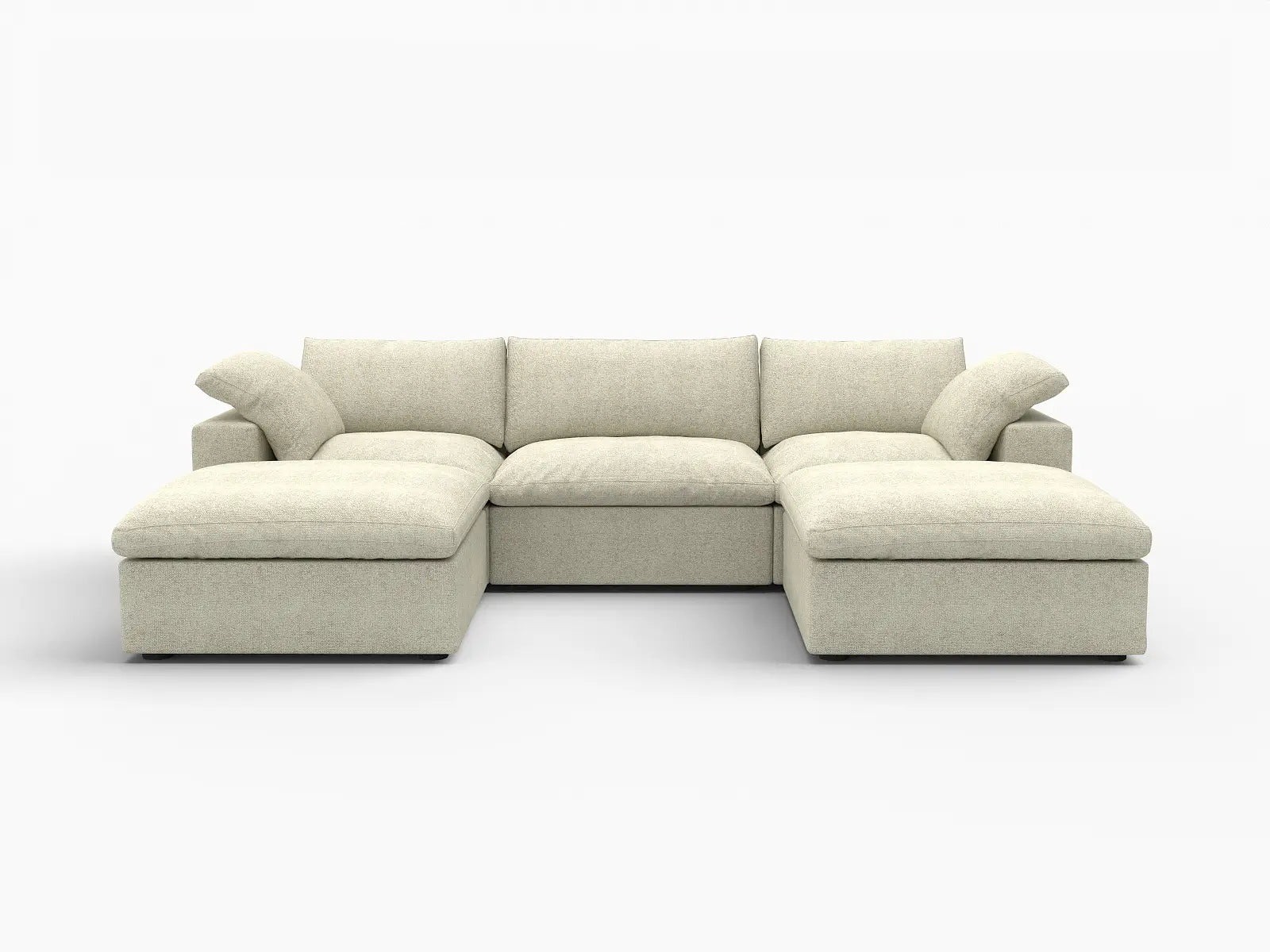 WJS Home 5 Piece Cotton and Linen Khaki U shaped Sectionals 120 Removable _ Washable Covers 3 Seater_4