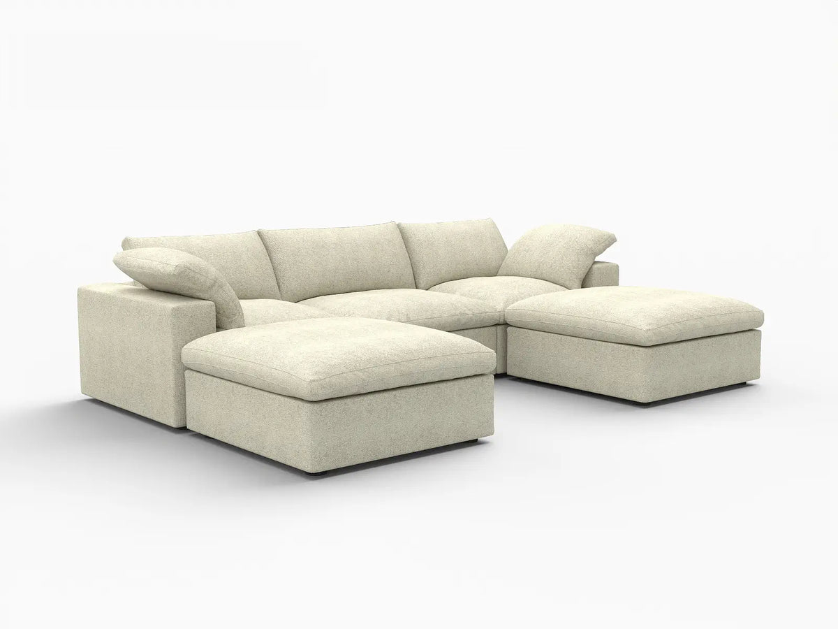 WJS Home 5 Piece Cotton and Linen Khaki U shaped Sectionals 120 Removable _ Washable Covers 3 Seater_5