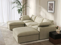 WJS Home 5 Piece Cotton and Linen Khaki U shaped Sectionals 120 Removable _ Washable Covers 3 Seater_7