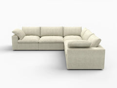 Deluxe Premium Cloud Sectional Sofas Covers | Khaki Cotton and Linen Sofa Cover for 5-Seater