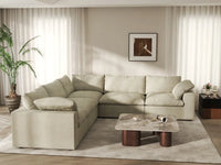 WJS Home 5 Piece Cotton and Linen Khaki V shaped Sectionals 120 Removable _ Washable Covers 5 Seater_6