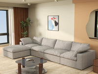 WJS Home 5 Piece Cotton and Linen Light Grey L Shaped Sectionals 160 Removable _ Washable Covers 4 Seater_1
