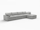 Deluxe Premium Cloud Sectional Sofas Covers | Light Grey Cotton and Linen Sofa Cover for 4-Seater With Ottoman