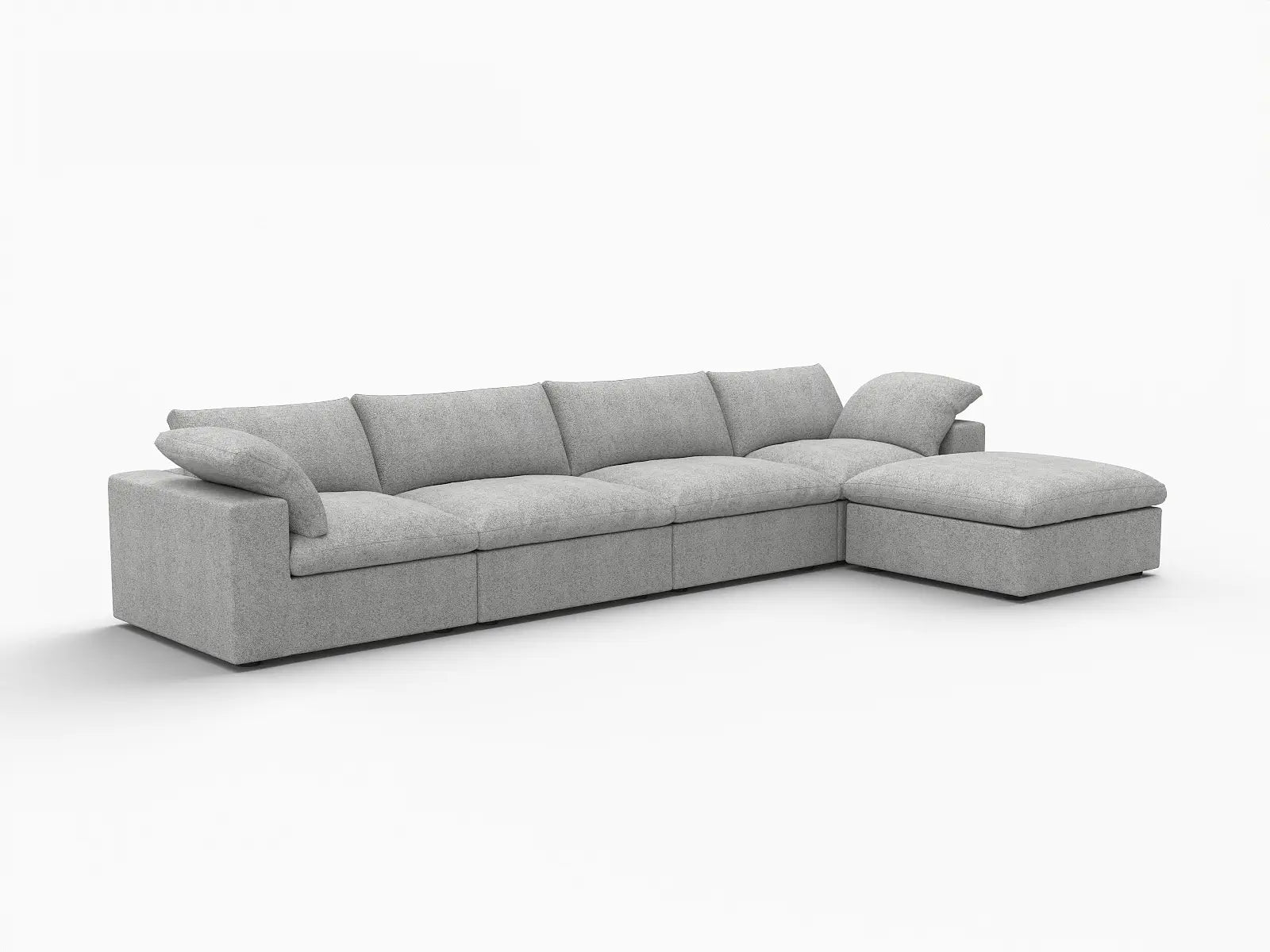 WJS Home 5 Piece Cotton and Linen Light Grey L Shaped Sectionals 160 Removable _ Washable Covers 4 Seater_4