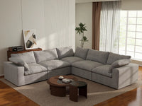 WJS Home 5 Piece Cotton and Linen Light Grey V shaped Sectionals 160 Removable _ Washable Covers 5 Seater_1