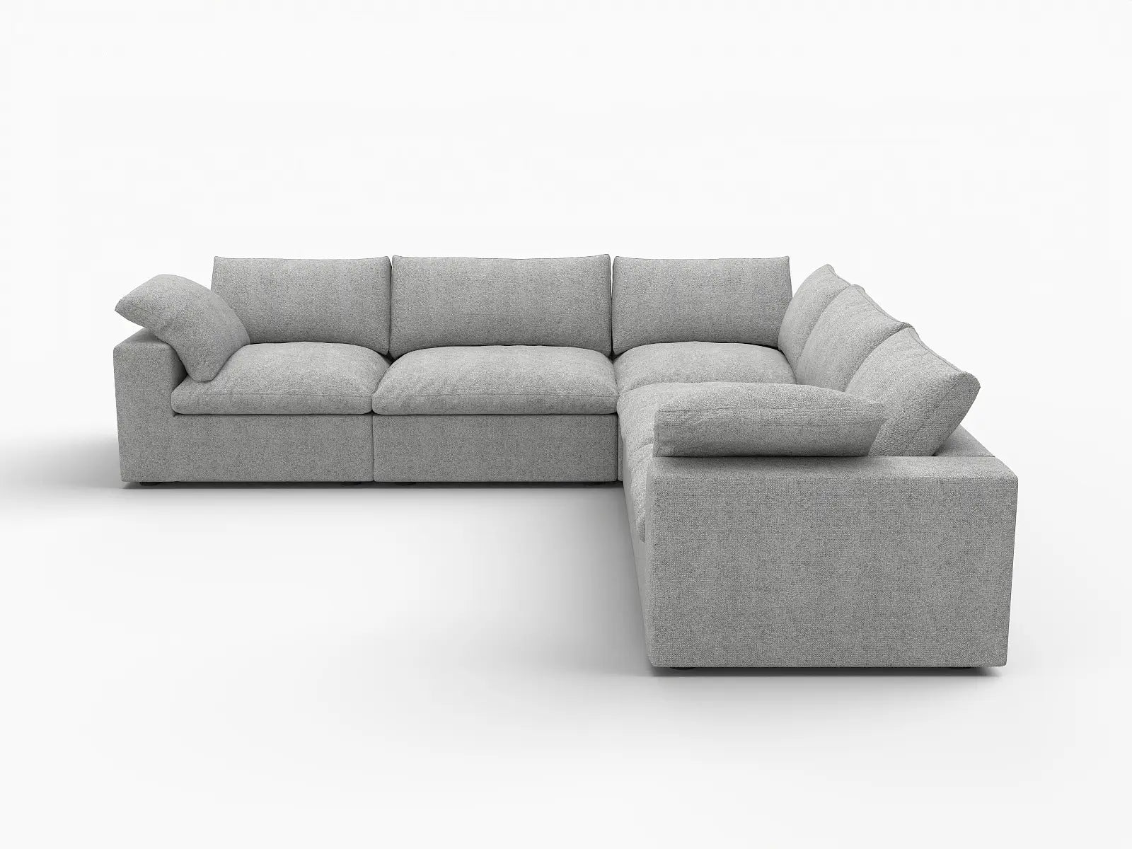 Deluxe Premium Cloud Sectional Sofas Covers | Light Grey Cotton and Linen Sofa Cover for 5-Seater