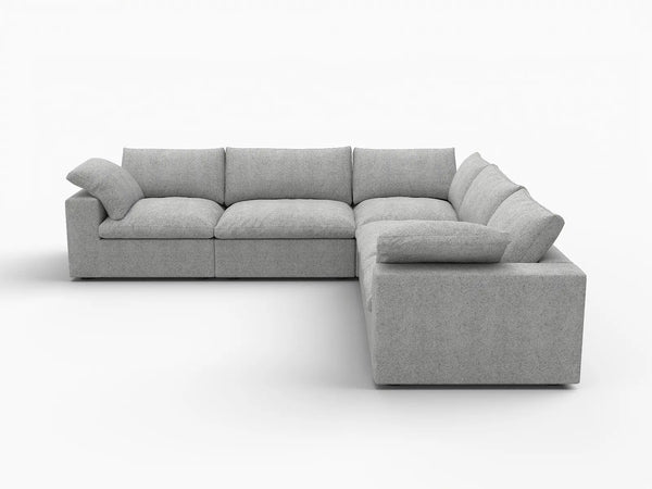 Deluxe Premium Cloud Sectional Sofas Covers | Light Grey Cotton and Linen Sofa Cover for 5-Seater