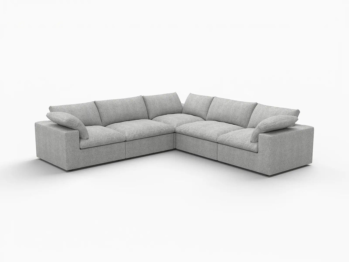 WJS Home 5 Piece Cotton and Linen Light Grey V shaped Sectionals 160 Removable _ Washable Covers 5 Seater_5