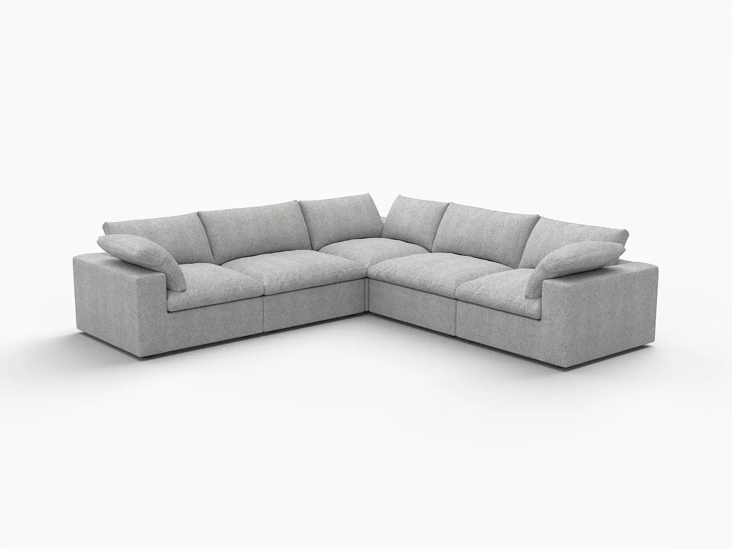 WJS Home 5 Piece Cotton and Linen Light Grey V shaped Sectionals 160 Removable _ Washable Covers 5 Seater_5