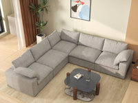 WJS Home 5 Piece Cotton and Linen Light Grey V shaped Sectionals 160 Removable _ Washable Covers 5 Seater_8