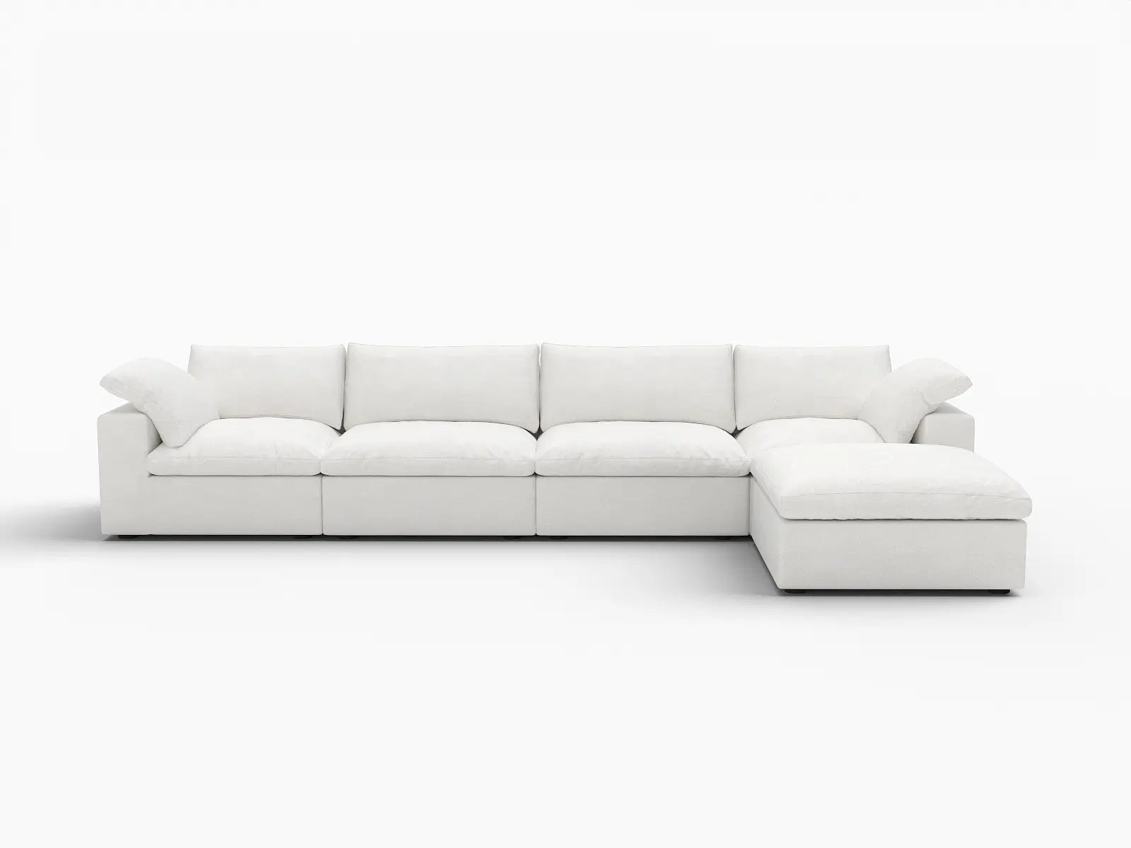 WJS Home 5 Piece Cotton and Linen White L Shaped Sectionals 160 Removable _ Washable Covers 4 Seater_4
