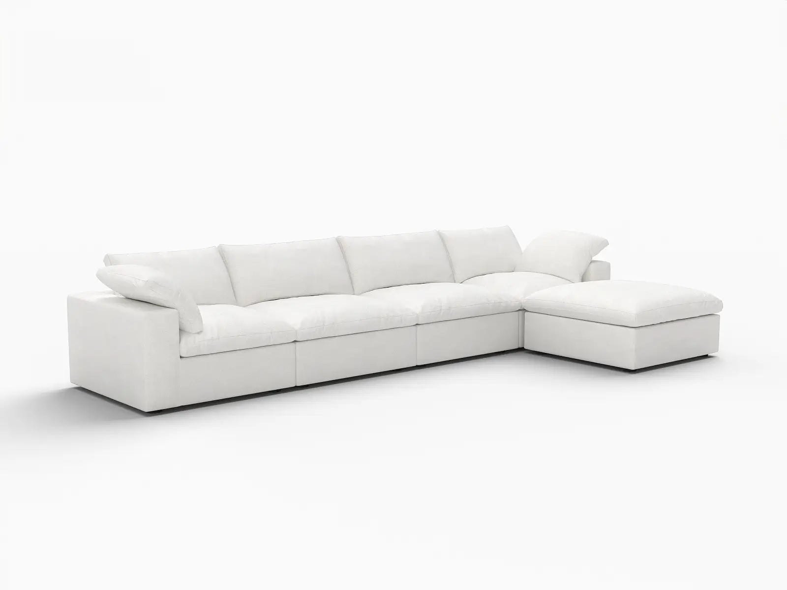 WJS Home 5 Piece Cotton and Linen White L Shaped Sectionals 160 Removable _ Washable Covers 4 Seater_5