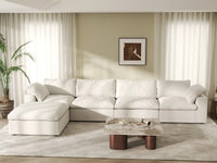 WJS Home 5 Piece Cotton and Linen White L Shaped Sectionals 160 Removable _ Washable Covers 4 Seater_6