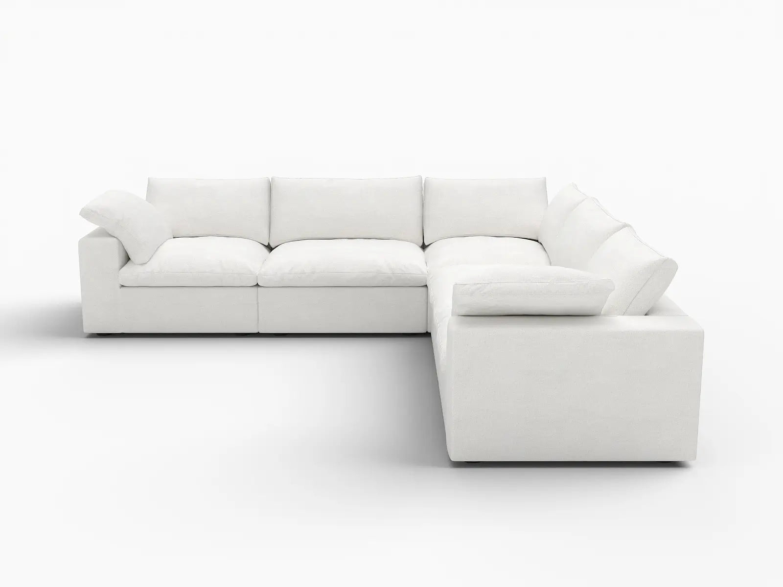 WJS Home 5 Piece Cotton and Linen White V shaped Sectionals 160 Storage Ottoman 5 Seater_4