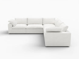 Deluxe Premium Cloud Sectional Sofas Covers | White Cotton and Linen Sofa Cover for 5-Seater