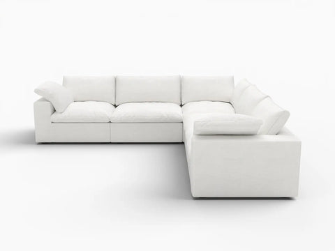 Deluxe Premium Cloud Sectional Sofas Covers | White Cotton and Linen Sofa Cover for 5-Seater