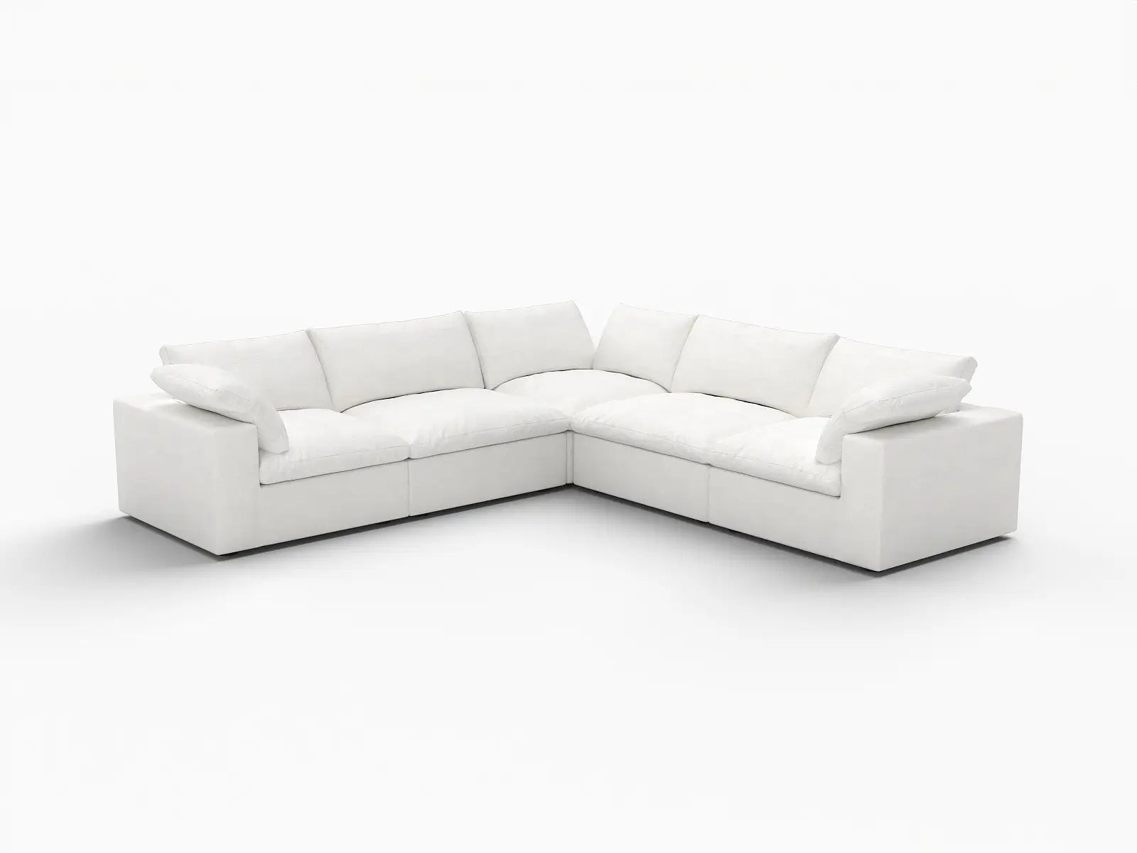 WJS Home 5 Piece Cotton and Linen White V shaped Sectionals 160 Storage Ottoman 5 Seater_5