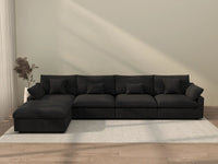 WJS Home 5 Piece Linen Black L Shaped Sectionals 160 Adjustable Backrest Pillows 4 Seater_2