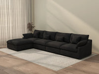 WJS Home 5 Piece Linen Black L Shaped Sectionals 160 Adjustable Backrest Pillows 4 Seater_3