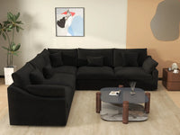 WJS Home 5 Piece Linen Black V Shaped Sectionals 5 Seater_6