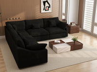 WJS Home 5 Piece Linen Black V Shaped Sectionals 5 Seater_7