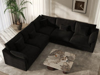 WJS Home 5 Piece Linen Black V Shaped Sectionals 5 Seater_8