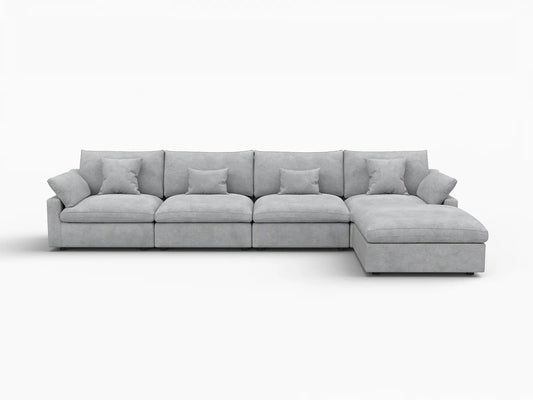 WJS Home 5 Piece Linen Light Grey L Shaped Sectionals 160 Adjustable Backrest Pillows 4 Seater_4