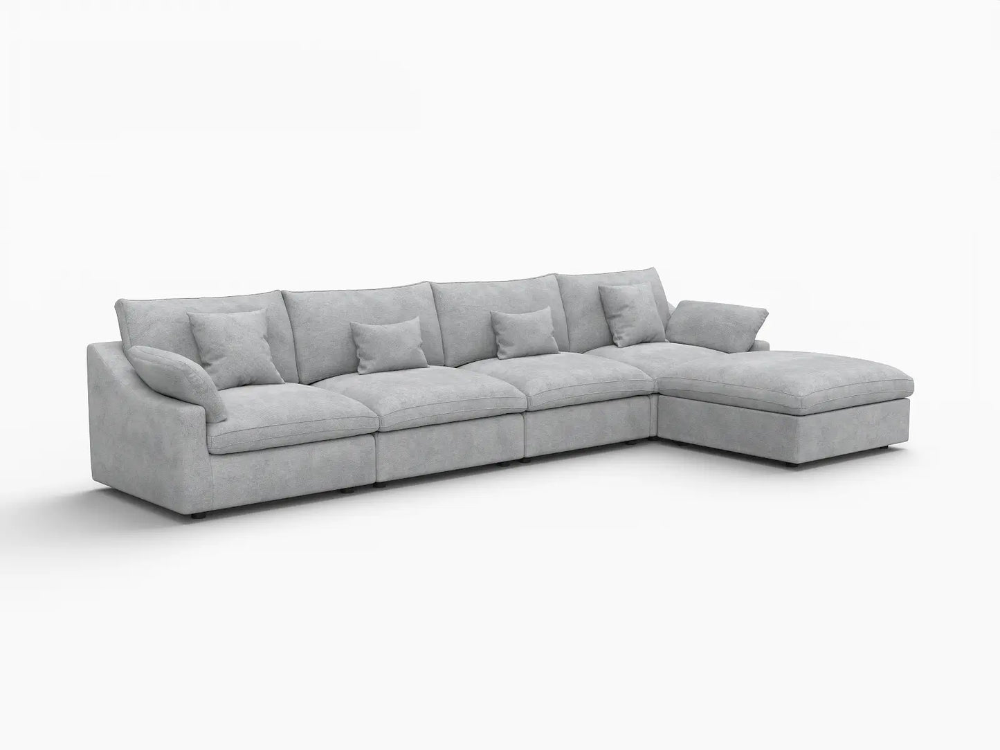 WJS Home 5 Piece Linen Light Grey L Shaped Sectionals 160 Adjustable Backrest Pillows 4 Seater_5