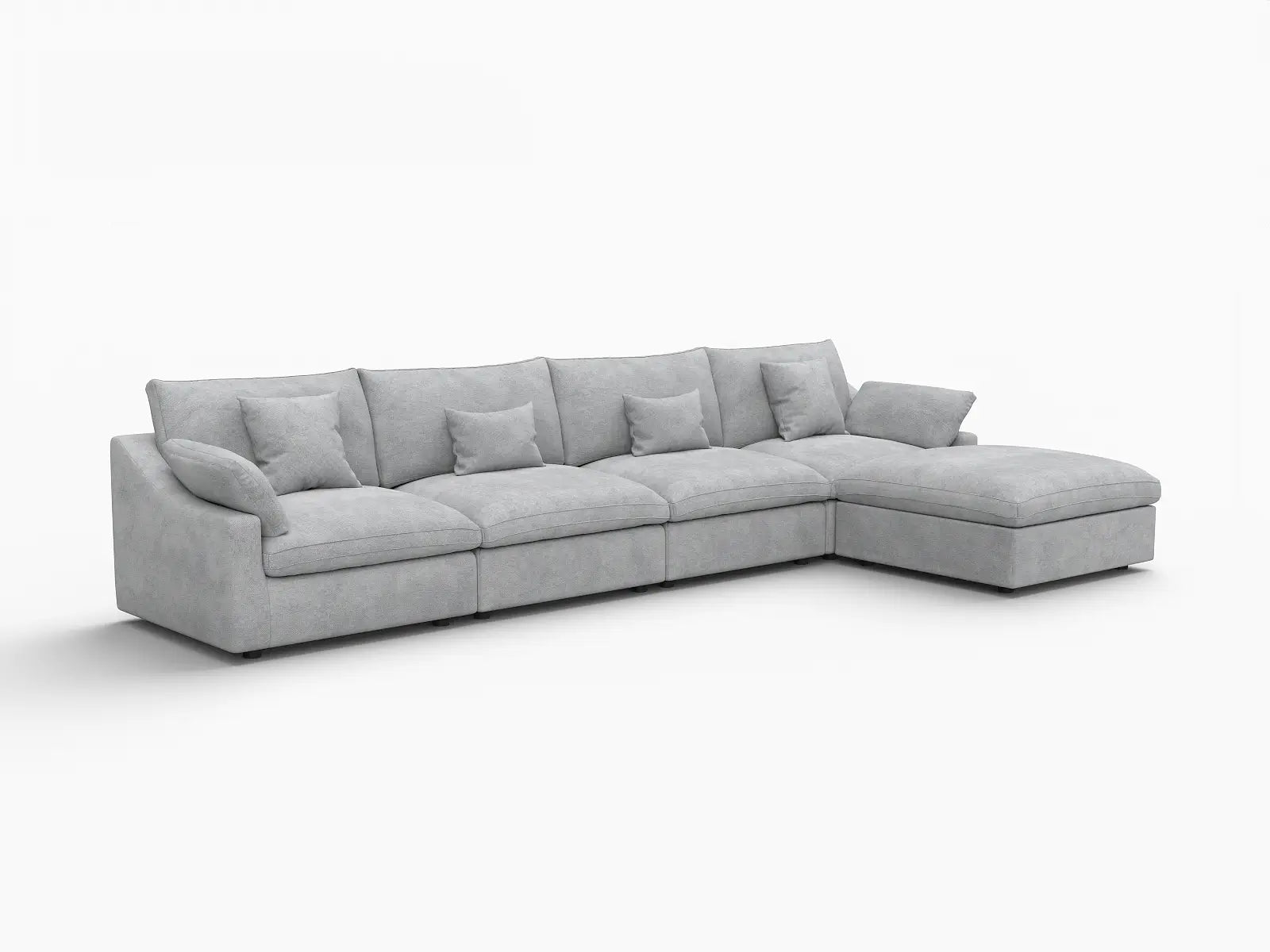 WJS Home 5 Piece Linen Light Grey L Shaped Sectionals 160 Adjustable Backrest Pillows 4 Seater_5