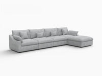 WJS Home 5 Piece Linen Light Grey L Shaped Sectionals 160 Adjustable Backrest Pillows 4 Seater_5