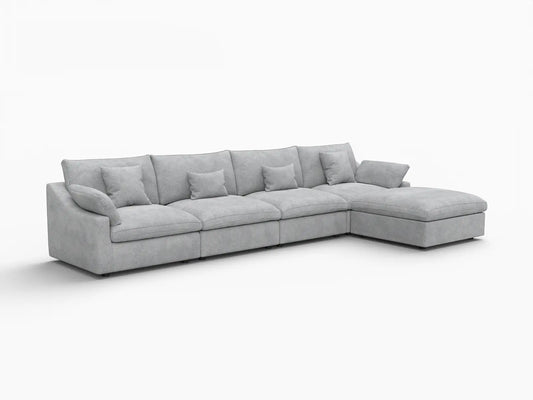 WJS Home 5 Piece Linen Light Grey L Shaped Sectionals 160 Adjustable Backrest Pillows 4 Seater_5