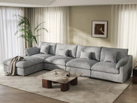 WJS Home 5 Piece Linen Light Grey L Shaped Sectionals 160 Adjustable Backrest Pillows 4 Seater_8