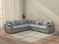 WJS Home 5 Piece Linen Light Grey V Shaped Sectionals 5 Seater_3