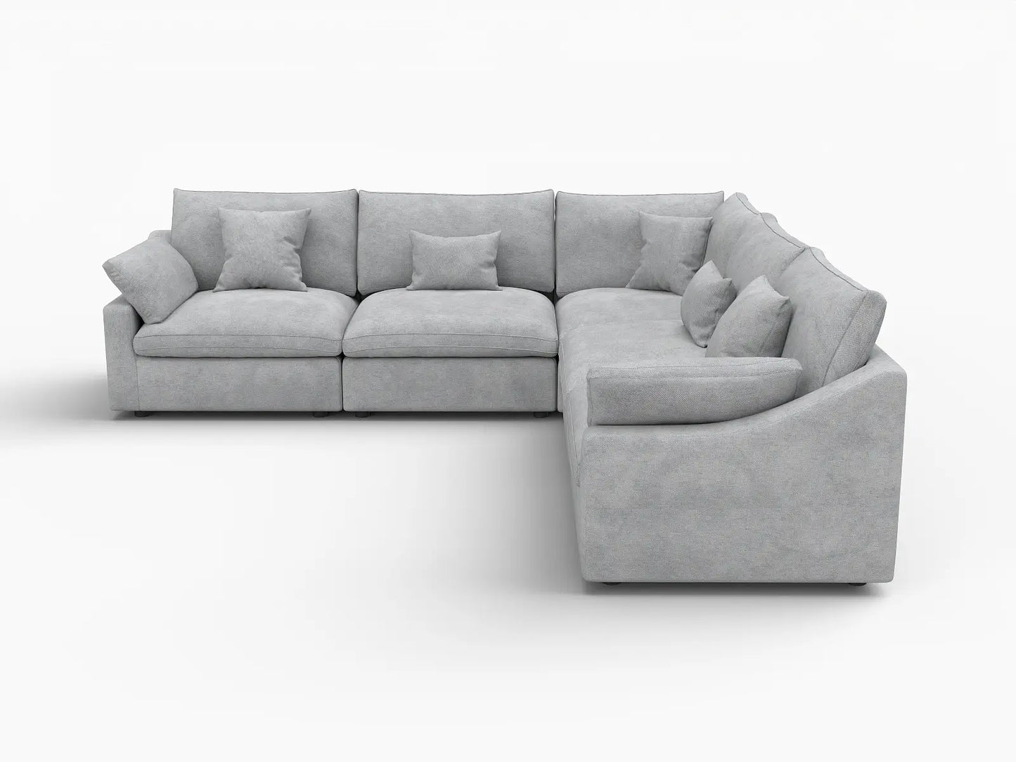 WJS Home 5 Piece Linen Light Grey V Shaped Sectionals 5 Seater_4