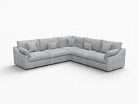 WJS Home 5 Piece Linen Light Grey V Shaped Sectionals 5 Seater_5