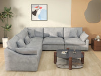 WJS Home 5 Piece Linen Light Grey V Shaped Sectionals 5 Seater_6