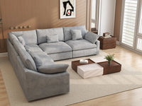 WJS Home 5 Piece Linen Light Grey V Shaped Sectionals 5 Seater_7