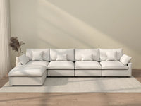 WJS Home 5 Piece Linen White L Shaped Sectionals 160 Adjustable Backrest Pillows 4 Seater_2