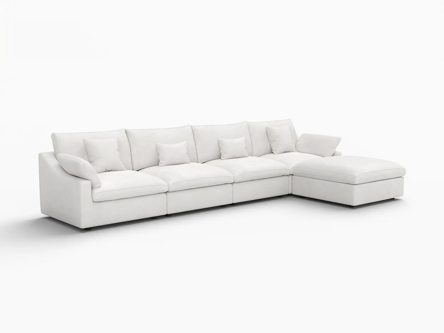 WJS Home 5 Piece Linen White L Shaped Sectionals 160 Adjustable Backrest Pillows 4 Seater_5