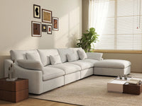 WJS Home 5 Piece Linen White L Shaped Sectionals 160 Adjustable Backrest Pillows 4 Seater_6