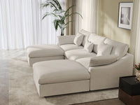 WJS Home 5 Piece Linen White U shaped Sectionals 120 Adjustable Backrest Pillows 3 Seater_7