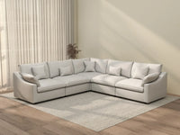 WJS Home 5 Piece Linen White V Shaped Sectionals 5 Seater_3