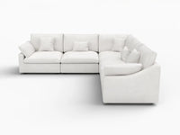 WJS Home 5 Piece Linen White V Shaped Sectionals 5 Seater_4