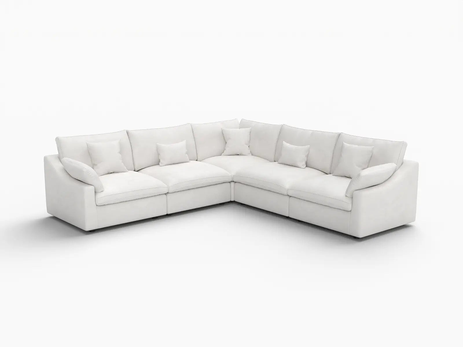 WJS Home 5 Piece Linen White V Shaped Sectionals 5 Seater_5